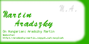 martin aradszky business card